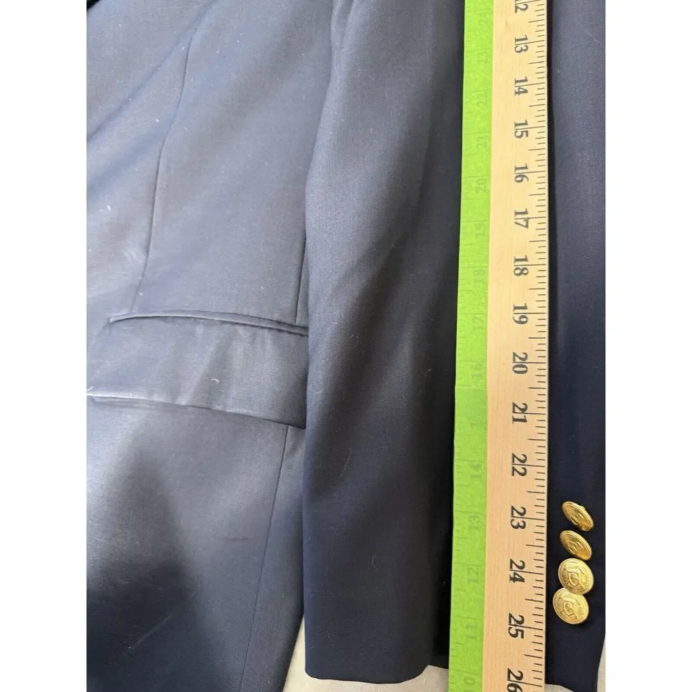 Lauren Ralph Lauren Mens Wool Blazer 46L Navy Gold Buttons Formal Career Ivy
